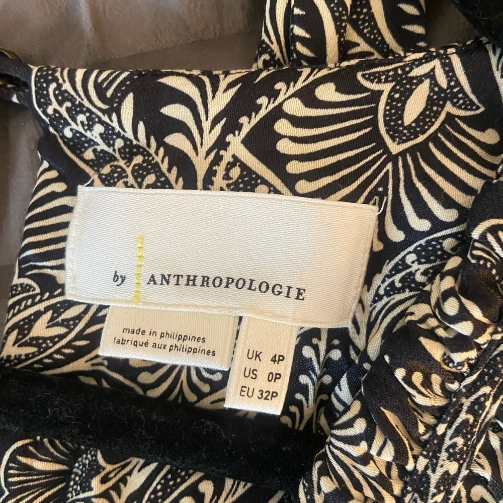 Anthropologie Zadie Jumpsuit Patterned Button Down Elastic Waist Navy White - Picture 9 of 9